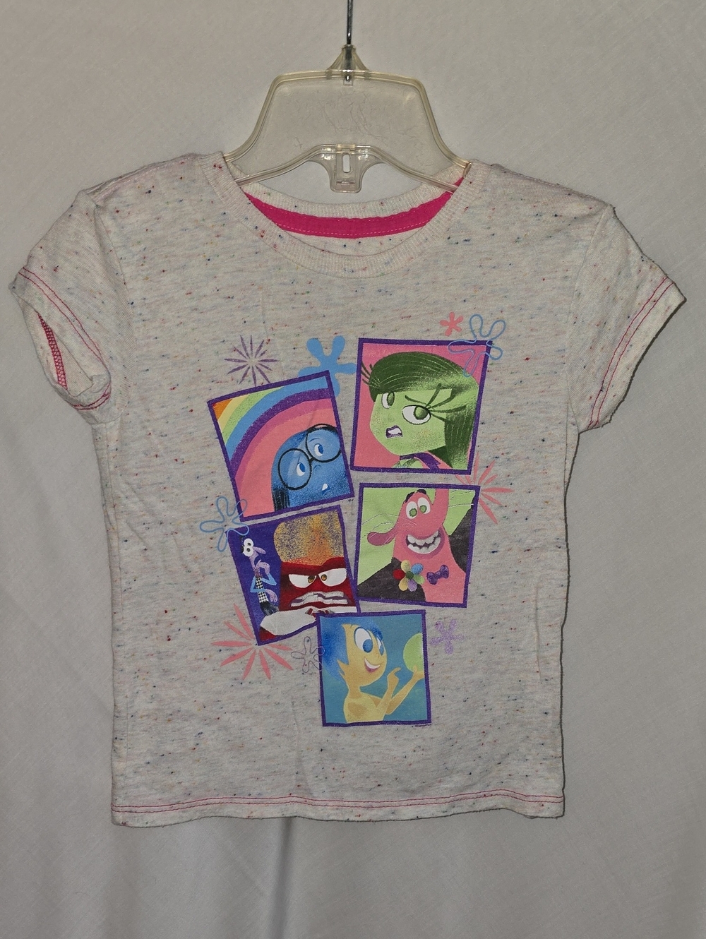 Disney Store Multicolor Inside Out Character Short Sleeve Tee - White Speckle
